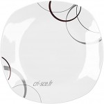 Van Well Lot de 6 assiettes plates Palazzo de 25 cm Assiettes plates en porcelaine blanche avec cercles décoratifs gris et rouge foncé