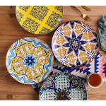 vancasso Série Jasmin Assiette Plate en Porcelaine 12 pièces Grande Assiette à Dîner 27cm Faïence Style Royal Arabe Moyen-Orient