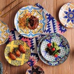 vancasso Série Jasmin Service de Table Complet en Porcelaine 48 Pièces Assiette Plate Assiette à Dessert Bols Tasse Mug Faïence Style Royal Arabe Moyen-Orient
