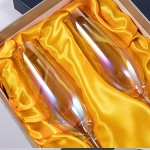DreamJ Lot de 2 flûtes à champagne créatives pour mariage Motif arc-en-ciel Avec boîte cadeau
