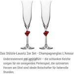Flûtes à Champagne L'Amour de Stölzle Lausitz avec des Cœurs Rouges Lavables au Lave-vaisselle pour Les Plus Beaux Moments à Deux Accompagnés de Champagne 175 ml Lot de 2