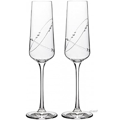 HAKEEMI Lot de 2 flûtes à champagne en cristal gravé 231 ml