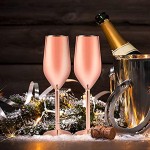 jinshang Lot de 2 flûtes à champagne en acier inoxydable et cuivre 200 ml Incassable Sans BPA Pour mariage fête et anniversaire Or rose