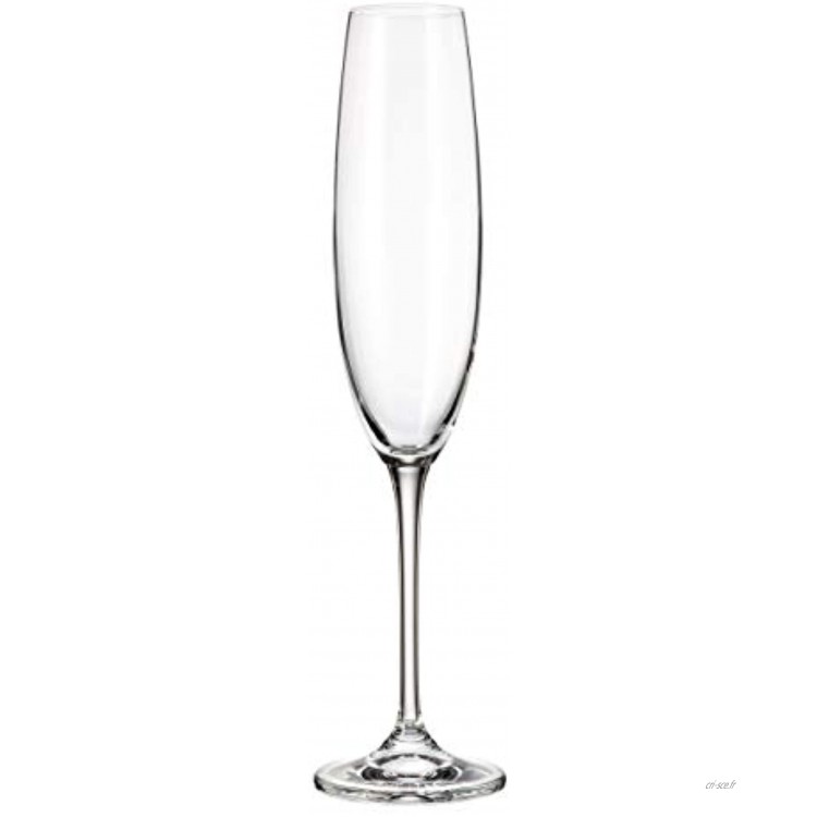 Lot de 6 flûtes à champagne en cristal de Bohême 250 ml
