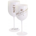 Moët & Chandon Ice Impérial Lot de 2 coupes à champagne en acrylique 0,45 l Coupe calice Blanc doré Sous-verres 2 pièces inclus.