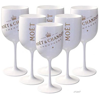 Moët & Chandon Lot de 6 grands verres blancs en acrylique Ice Impérial Édition pour Champagne