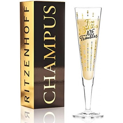 Oliver Melzer Verre à champagne en cristal avec éléments élégants dorés et platillés 200 ml