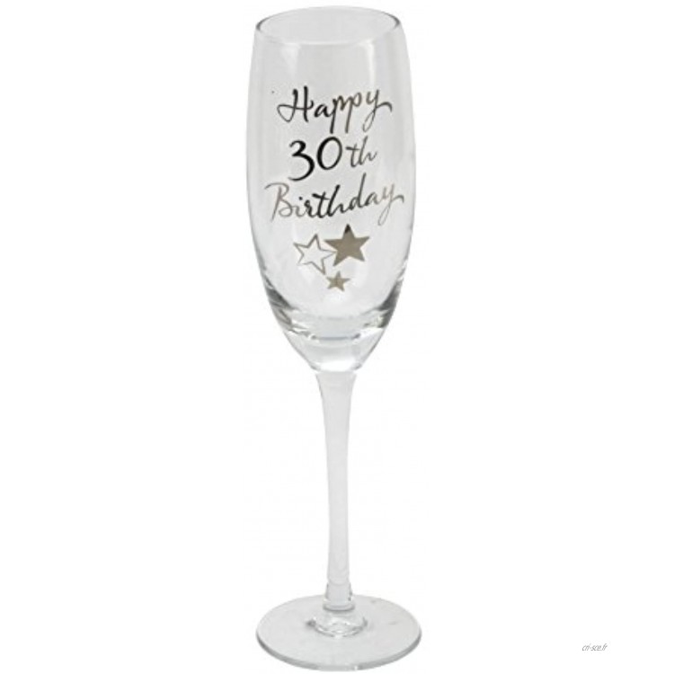 Spécial anniversaire 30 ans Cadeau étoiles Flûte à Champagne en verre