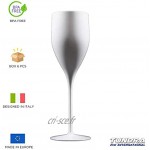 TUNDRA ICE INTERNATIONAL 6 pièces de Flûte 18 cl en Polycarbonate Plastique Rigide Verres à vin 100% Italian Design Verres incassables réutilisables et lavables au Lave-Vaisselle Transparente