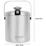 Pot à boisson en métal capacité de 1300 ml à double paroi design concave-convexe pot à boisson en métal avec couvercle pour seau et pince à glaçons pour barbecues familiaux