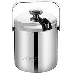 Seau Glacon Seau à Glace 1.3L Double Bucket de glace en acier inoxydable Cube de glace Coffre de glace avec couvercle de pince à glace pour le stockage et le refroidisseur de bar Color : Silver