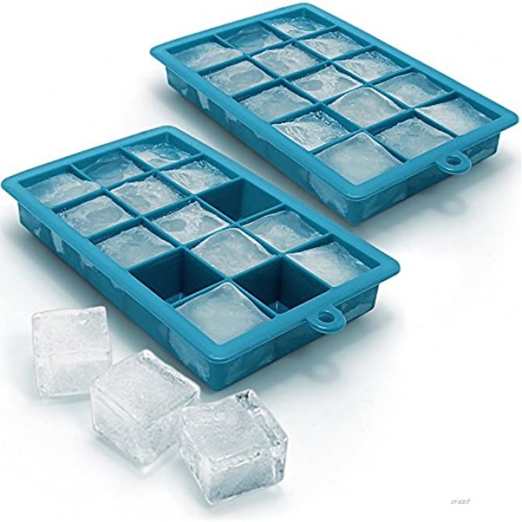 igadgitz Home U6674-KIT Bac à Glaçons en Silicone Alimentaire 15 Cubes – 2 Pack