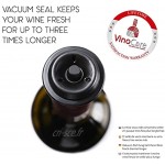 VinoCare Pompe à Vin Coffret Vacu Vide Sommelier avec 4X Bouchons Triple Flange La Meilleure façon de Conserver Son Vin | Black Edition Argenté