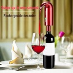 Brteyes Aérateur de vin électrique avec bec verseur distributeur automatique de vin rechargeable par USB bec verseur portable distributeur de vin instantané pompe automatique pour vin rouge