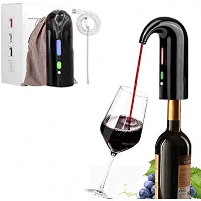 LIFAQI Aérateur de Vin électrique One Touch Matériau de Qualité Aérateur et Distributeur de Vin Rouge Distributeur Automatique d'oxydants de Vin Multi-Smart Rechargeable USB Black