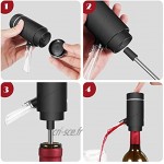 QAWSED Pompe à vin électrique aérateur de vin bec verseur décanteur automatique One Touch et pompe à vin pour vin rouge et blanc rechargeable par USB noir