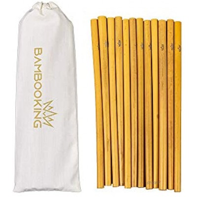 Bamboo King Pailles en bambou réutilisables | Lot de 12 pailles écologiques | Emballage écologique dans un sac en coton | Longueur des pailles en bambou 20 cm