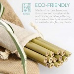 Navaris Paille Bambou Lot 14x Paille Réutilisable Bambou Biodégradable avec Brosse de Nettoyage et Sac en Lin Pailles Végétales Écologiques