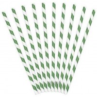 Retro Lot de 25 pailles en papier Vert blanc