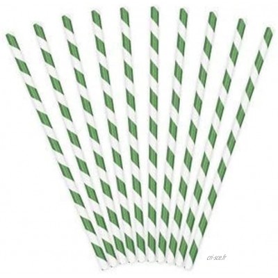 Retro Lot de 25 pailles en papier Vert blanc