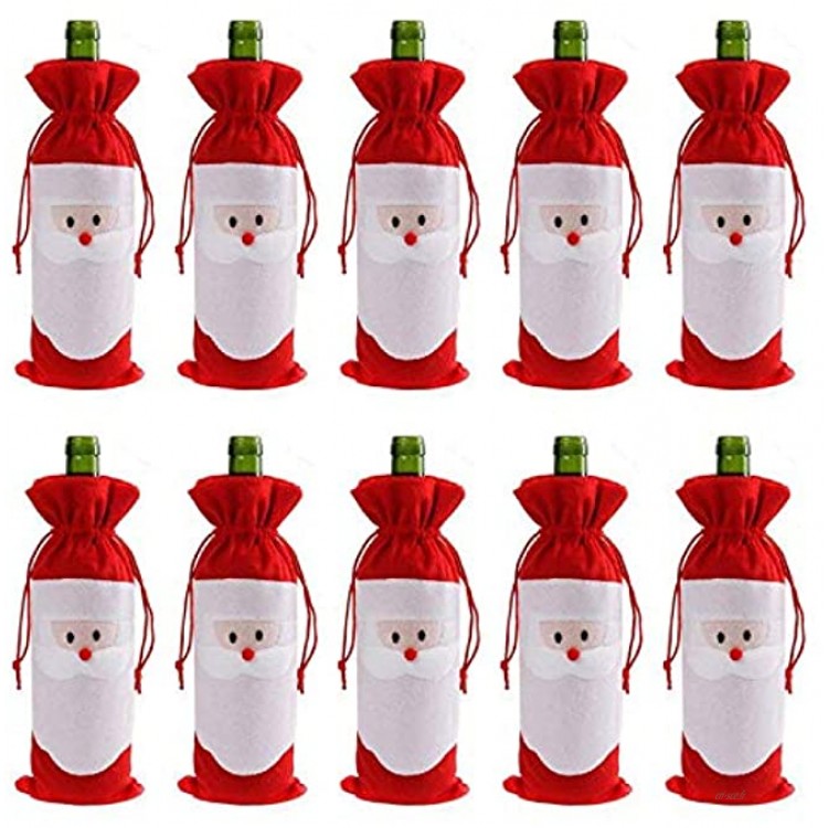 EPRHAY Lot de 10 Housses pour Bouteille de vin Rouge avec Cordon de Serrage Motif Père Noël