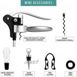 JOLIGAEA Ensemble-Cadeau d'accessoires pour Le vin Alliage d'aluminium kit d'ouvre-Bouteille de Lapin Tire-Bouchon pour Le vin Bouchon de vin Anneaux d'égouttement,verseur