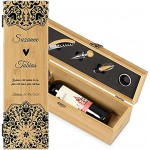 Maverton Boîte à vin avec le kit du sommelier Cadeau d'accessoires pour le vin Set sommelier personnalisé Cadeau pour couple et pour époux cœur