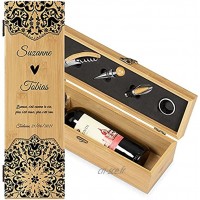 Maverton Boîte à vin avec le kit du sommelier Cadeau d'accessoires pour le vin Set sommelier personnalisé Cadeau pour couple et pour époux cœur