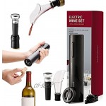 NewZexi 4 en 1 Ensemble d'ouvre-vin USB Rechargeable Automatique électrique de vin Ouvre Bouteille + Verseur de vin + Bouchon de vin Sous Vide + Coupeur Feuille Accessoire de vin Coffrets Cadeaux