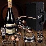 Yobansa Ensemble-Cadeau d'accessoires pour Le vin en Cuir PU Set de Tire-Bouchon ouvre-vin,Accessoire pour Le vin Ouvre-vin Bouchon pour Le vinBlack 01