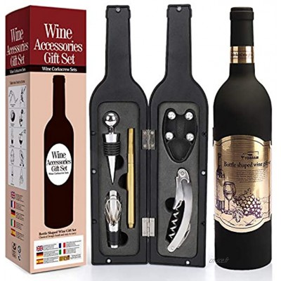 Yobansa Ensemble d'accessoires pour Le vin en Forme de Bouteille de vin,Ensemble d'ouvre vin Comprend Tire-Bouchon à vin,Bouchon à vin,verseur pour Le vin Bottle 04