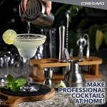Cresimo Ensemble de 12 accessoires de bar professionnels en acier inoxydable brossé pour la maison Comprend un shaker à martini un pilon un doseur un support en bois de bambou et plus encore.