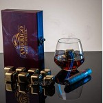 Ensemble de Cadeaux Pierre a Whisky d'Or Exclusives en Acier Inoxydable Haute Technologie de Refroidissement – 8 Glaçons Reutilisable Whisky Stones Gift Set Cadeau Homme + Pincettes de Barman