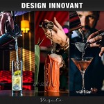 Set à cocktail en acier inoxydable Vezato – Set innovant de shaker à cocktail – Accessoires à cocktail en acier inoxydable et adaptés au lave-vaisselle – Set de bar idéal et idée cadeau
