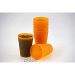 S&S-Shop Lot de 10 gobelets réutilisables en plastique Orange 0,4 l