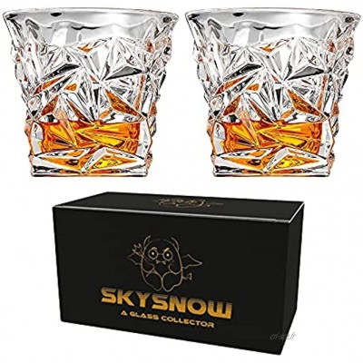 SkySnow Gobelets Transparents sans Plomb Verres à Whisky de 10,6 onces pour Whisky Rhum Cocktails Idéal comme Cadeau Set de 2