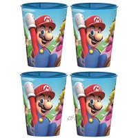 Super Mario Lot de 4 gobelets en plastique Motif Mario Luigi Peach