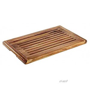 APS Planche à découper à pain « Acacia » planche à découper en bois d'acacia avec compartiment ramasse-miettes amovible 32 x 47,5 cm hauteur 2 cm marron