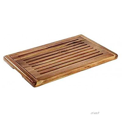APS Planche à découper à pain « Acacia » planche à découper en bois d'acacia avec compartiment ramasse-miettes amovible 32 x 47,5 cm hauteur 2 cm marron