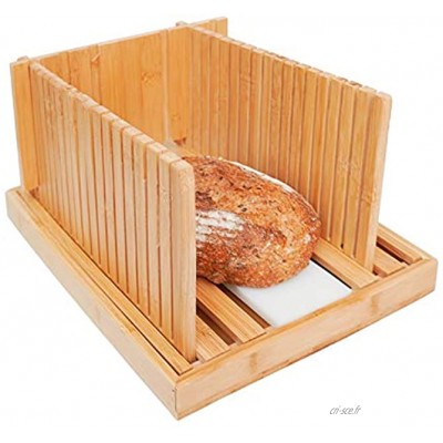 Leader Accessories Trancheuse à pain en bambou guide de trancheuse à pain pliable avec plateau à miettes pour pain gâteaux bagels pliable et compact pour ustensiles de cuisine et de boulangerie