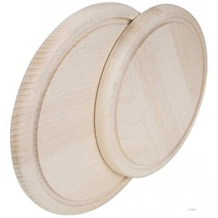Lot de 2 planches à découper rondes planche de service planche à découper planche en bois ustensiles de cuisine bois naturel