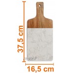 Planche à découper en marbre et bois avec manche en bois 37 x 16 x 1 cm Planche à découper avec poignée planche œillet de suspension