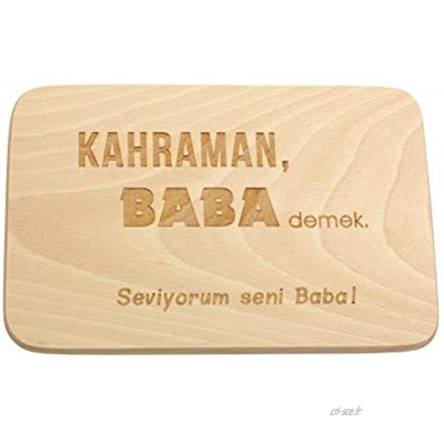 Planche à déjeuner en Bois Snack Board avec Gravure Turque Cadeaux pour Papa Planche en Bois avec découpe de Coeur Hediye Baba