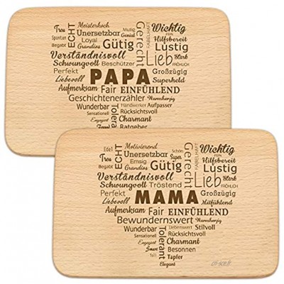 Spruchreif PREMIUM QUALITÄT 100% EMOTIONAL · Lot de 2 planches à petit-déjeuner avec gravure « Mama und Papa » Cadeau pour les parents Cadeau pour maman Planche à petit-déjeuner en bois