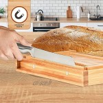 Trancheur à pain en bambou planche à découper à découper pliable avec plateau de miettes idéal pour pain fait maison gâteaux bagels AJMINI