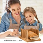 Trancheuse à pain en bambou pliable avec plateau pour pain fait maison planche à découper pour gâteaux bagels toast trancheuse et sandwich