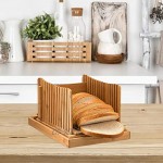 Trancheuse à pain en bambou pliable avec plateau pour pain fait maison planche à découper pour gâteaux bagels toast trancheuse et sandwich