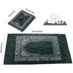 Hitopin Ramadan Portable Noir Couleur Tapis de prière Musulmane avec Compass Format de Poche Tapis de prière Ompass Qibla Finder avec livret Matière étanche 2Packs
