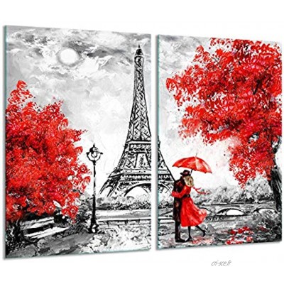 Lot de 2 cache-plaques de cuisson en verre à induction Paris Rouge 2 x 30 x 52 cm