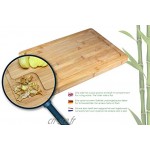 Bamobo Planche à découper en bambou avec rainure double face – Planche à découper en bambou bio pour la cuisine – Planche à découper pour la viande bloc de maitriser
